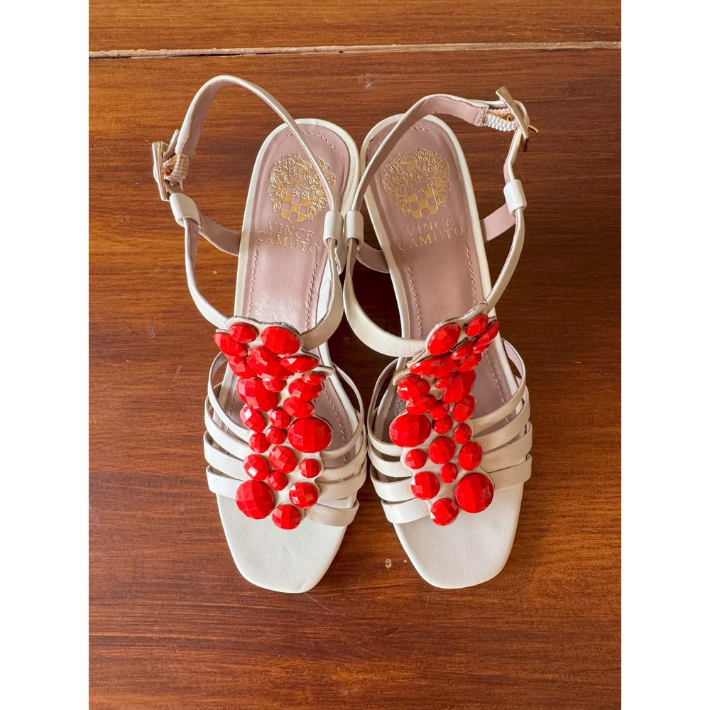 Vince Camuto Vc-bandell Cloud Orlov Women’s 6.5 Beaded Wedge Open Toe